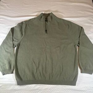 Eddie Bauer Quarter Zip Knit Sweater Mens XL Cotton Blend Dark Academia Preppy